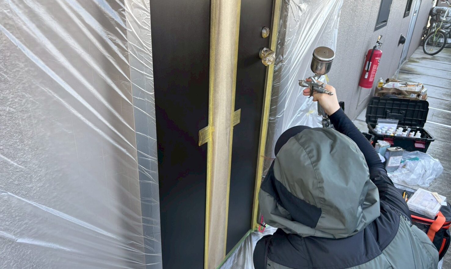 郡山リペア小町　玄関ドア補修施工写真